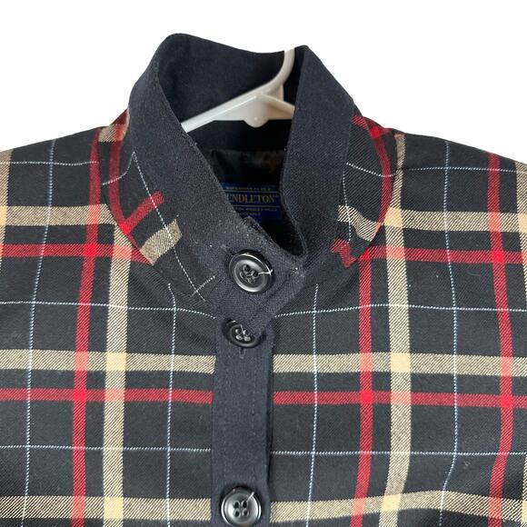 Vintage Pendleton 100% Virgin Wool Plaid Botton Front Mock Neck Jacket Size 6 - Picture 5 of 16